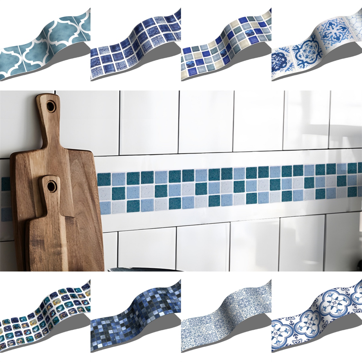 Blue Mosaic Self-Adhesive Base - Ceramic Tile Blank ulasan dan harga