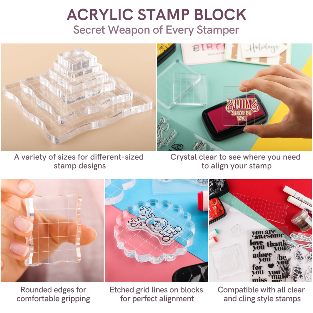 3pcs Clear Acrylic Stamp Block - Photo Acrylic Block ulasan dan harga