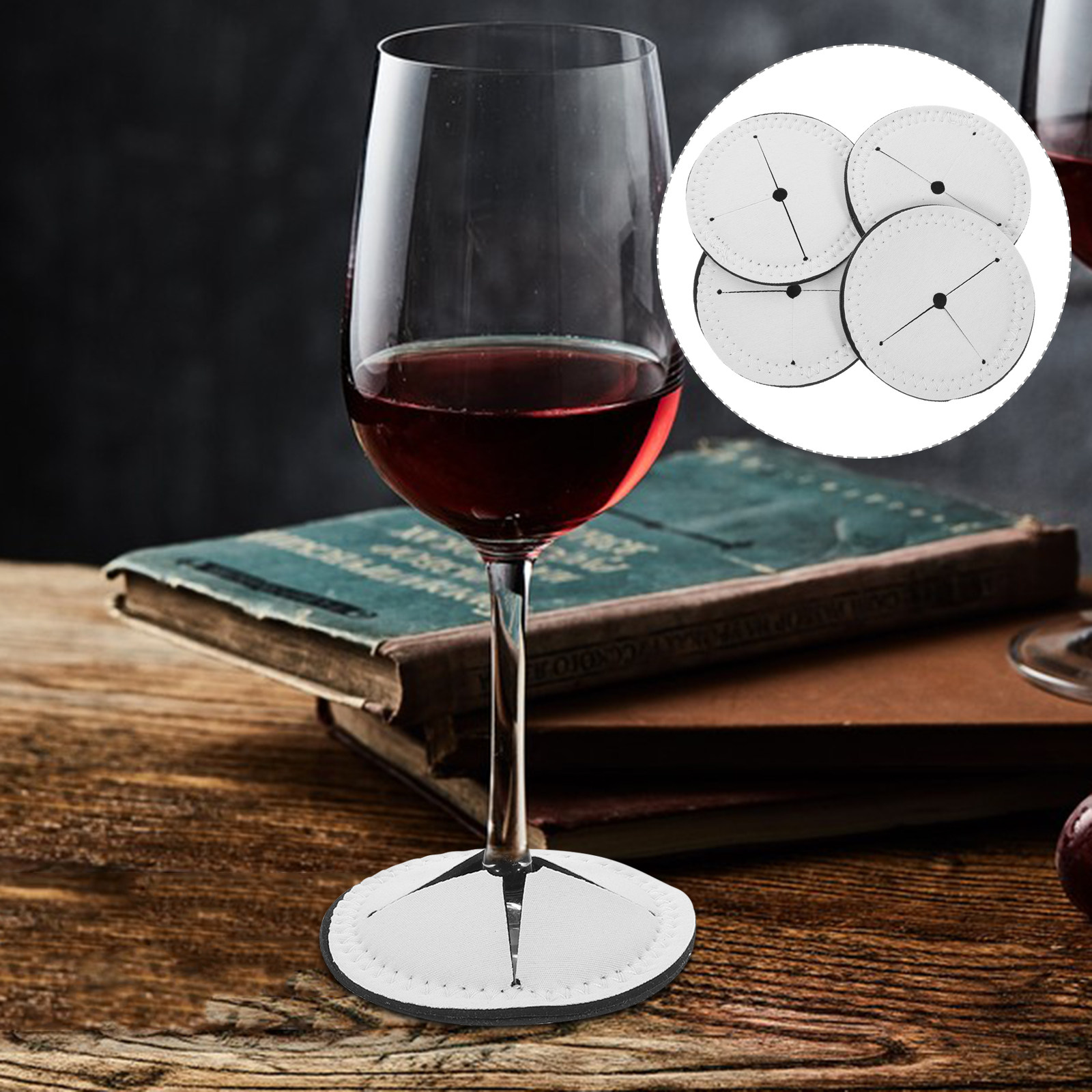 4Pcs Red Wine Cup Coasters Hea - Coaster Sublimation Blank ulasan dan harga