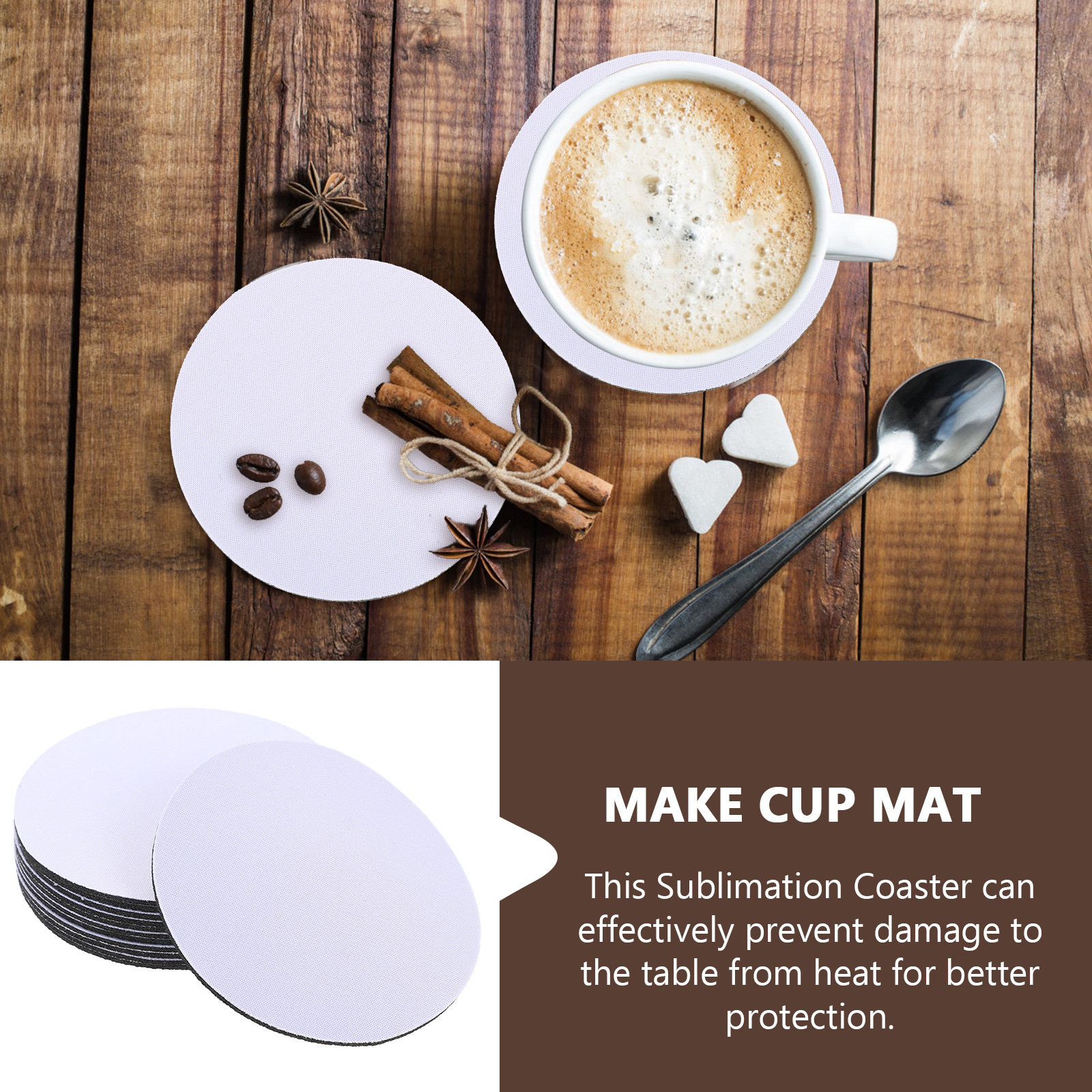 10Pcs Sublimation Heat Transfe - Coaster Sublimation Blank ulasan dan harga