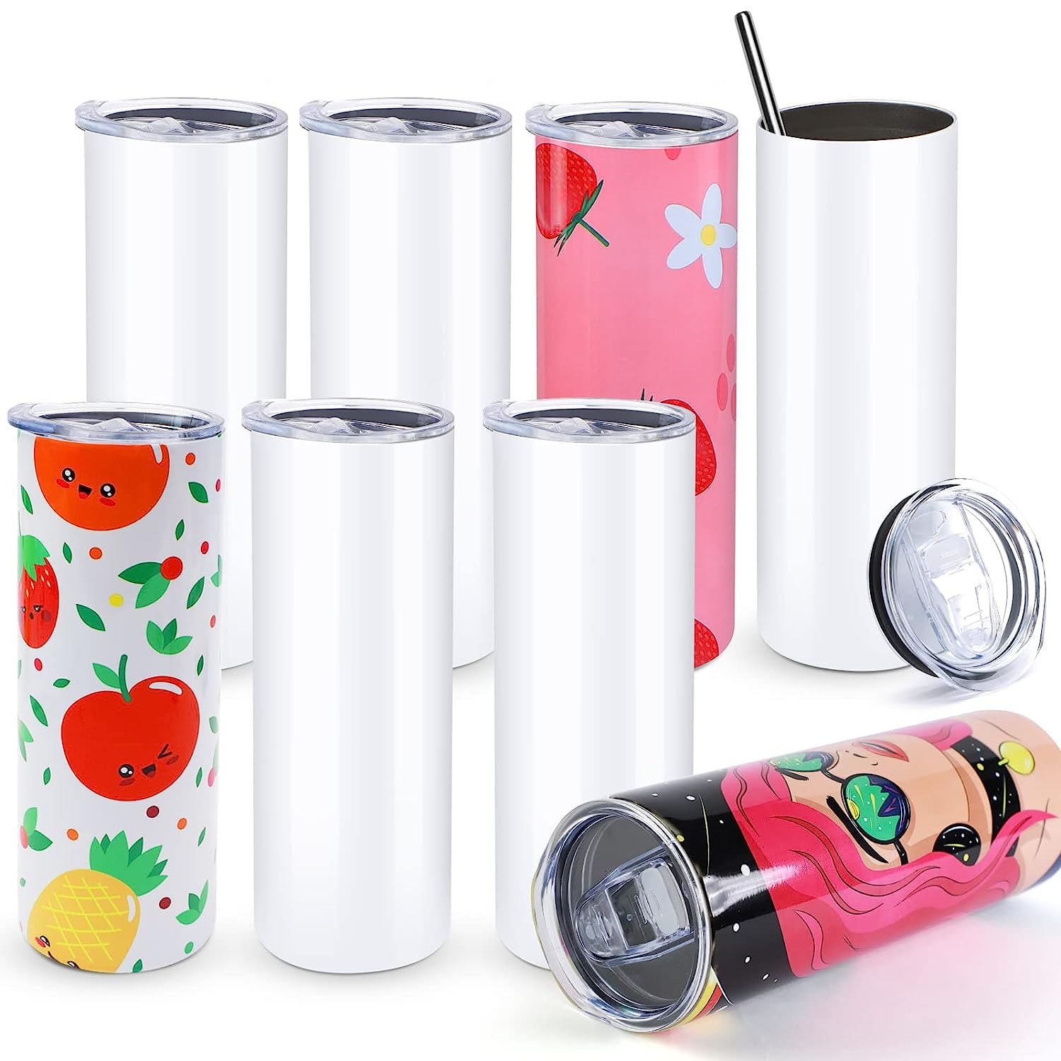 HTVRONT 8pcs Stainless 20 OZ S - Sublimation Mug White ulasan dan harga