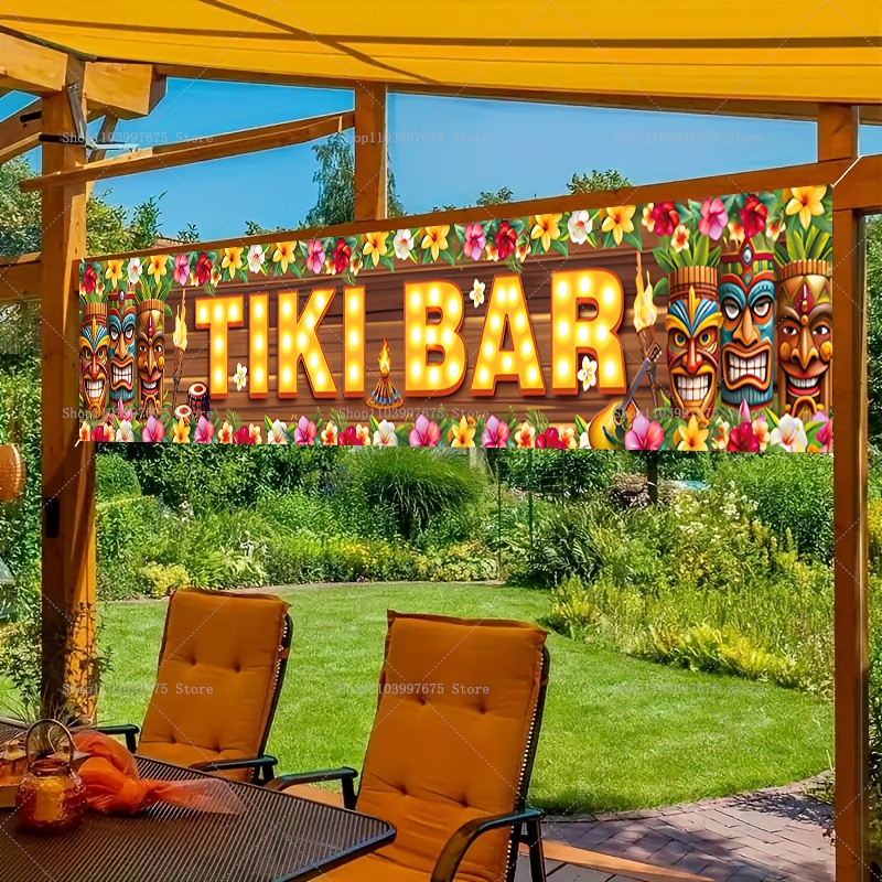 Vibrant Tiki Bar Banner Tropic - Yard Sign Blank ulasan dan harga