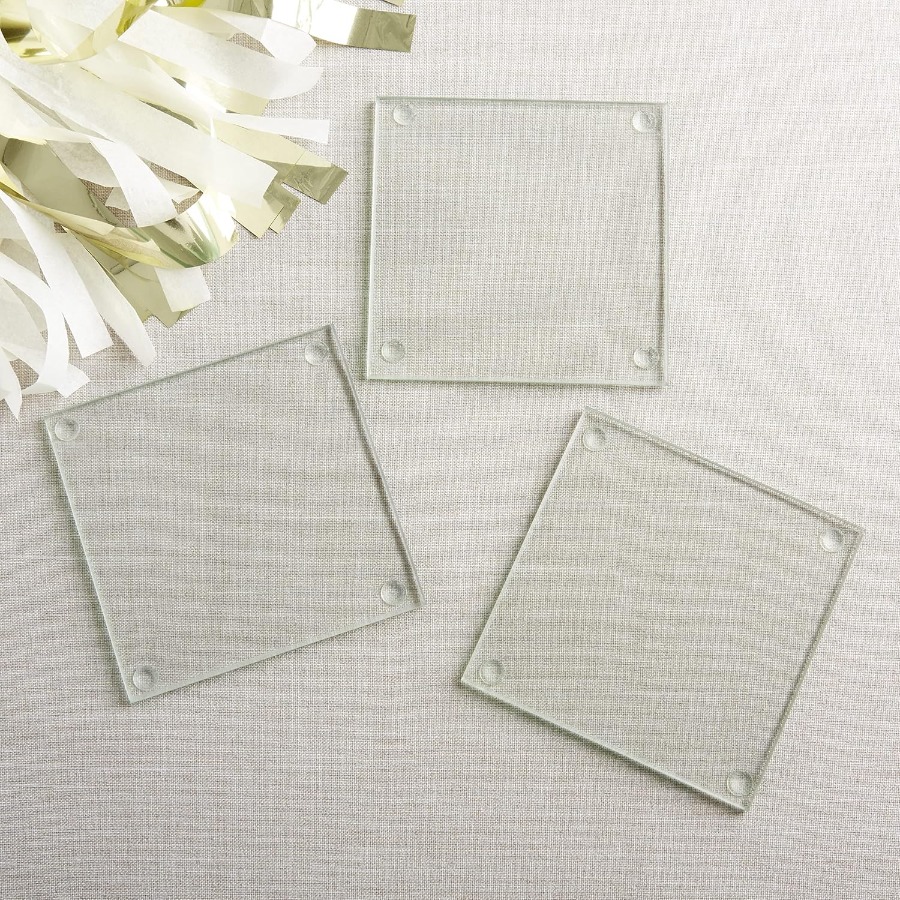 Clear Glass Drink Coasters Set - Coaster Sublimation Blank ulasan dan harga